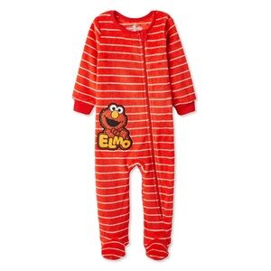 Sesame Street Red Striped Elmo Footie Infant Baby 3-6 months